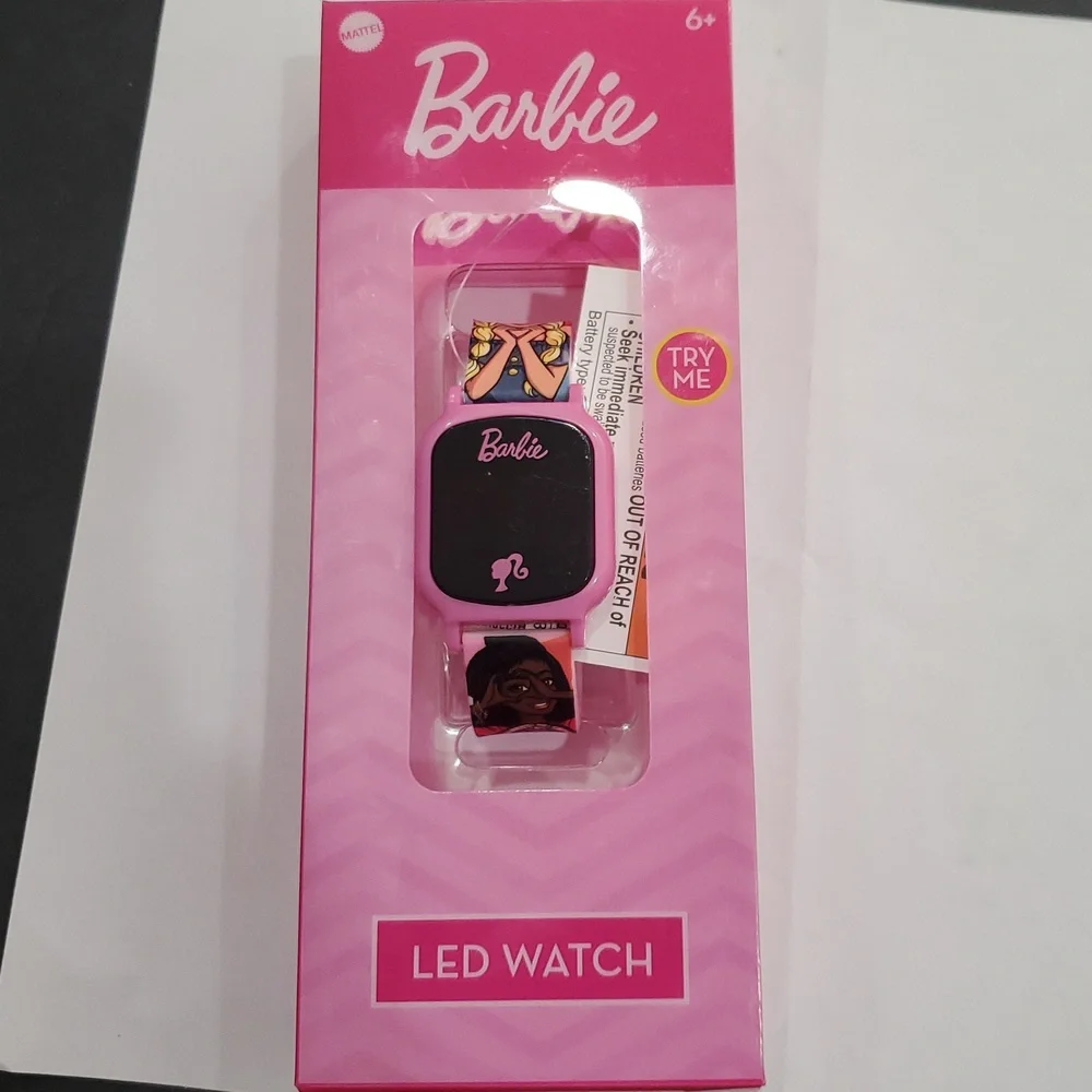 Barbie pink‎ multi Barbie monogram face LED watch brand new
